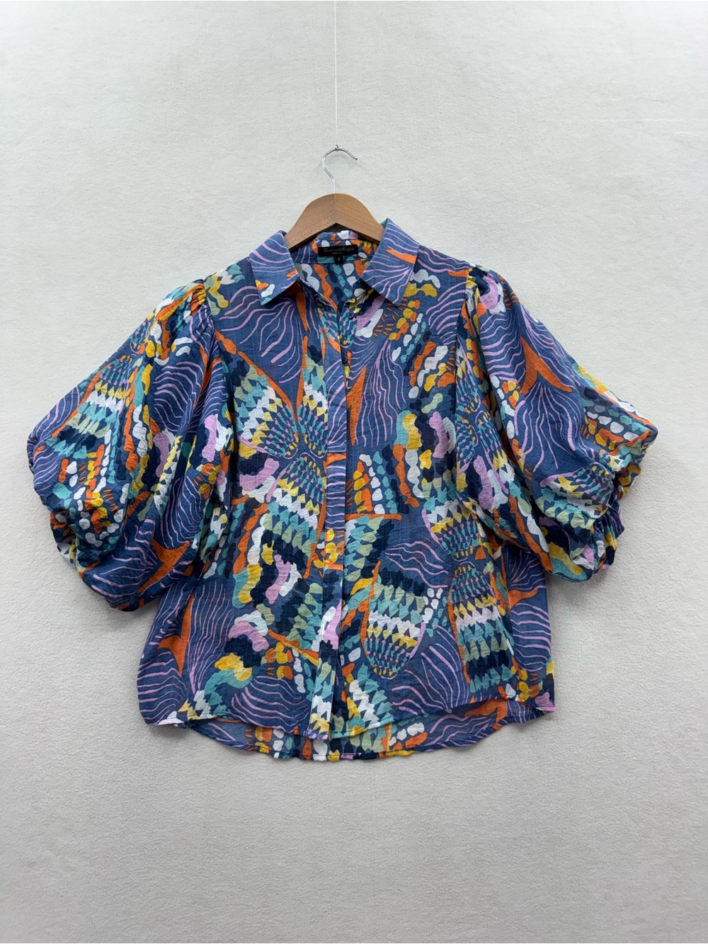 Caroline Morgan Women’s 8 Abstract Designer Balloon Sleeve Top